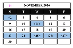 District School Academic Calendar for Culver City Independent Study for November 2026