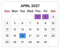 District School Academic Calendar for Armstrong Elementary for April 2027
