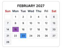 District School Academic Calendar for Armstrong Elementary for February 2027