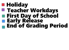 District School Academic Calendar Legend for Armstrong Elementary