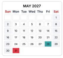 District School Academic Calendar for Armstrong Elementary for May 2027