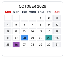 District School Academic Calendar for Armstrong Elementary for October 2026