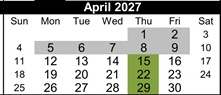 District School Academic Calendar for Cawthon (robert C.) Elementary for April 2027