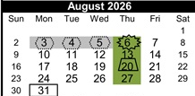 District School Academic Calendar for Cawthon (robert C.) Elementary for August 2026
