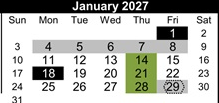 District School Academic Calendar for Cawthon (robert C.) Elementary for January 2027