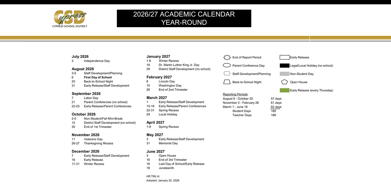 District School Academic Calendar Key for Cawthon (robert C.) Elementary