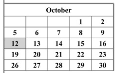 District School Academic Calendar for King (martin Luther) High (CONT.) for October 2026