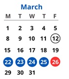 District School Academic Calendar for Horace Mann Montessori Elementary School for March 2027