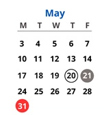 District School Academic Calendar for Horace Mann Montessori Elementary School for May 2027