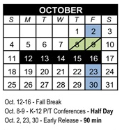District School Academic Calendar for Paseo Hills Elementary for October 2026