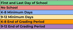 District School Academic Calendar Legend for Margaret Keating Elementary