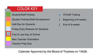District School Academic Calendar Legend for Hornsby Dunlap Elementary School