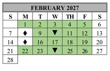 District School Academic Calendar for Del Vista Elementary for February 2027