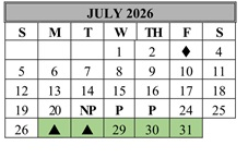 District School Academic Calendar for Del Vista Elementary for July 2026