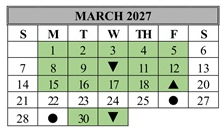 District School Academic Calendar for Del Vista Elementary for March 2027