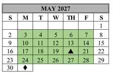 District School Academic Calendar for Del Vista Elementary for May 2027