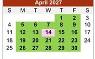 District School Academic Calendar for Bell Elementary for April 2027