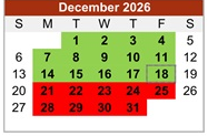 District School Academic Calendar for Bell Elementary for December 2026