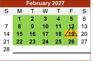 District School Academic Calendar for Bell Elementary for February 2027