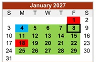 District School Academic Calendar for Bell Elementary for January 2027