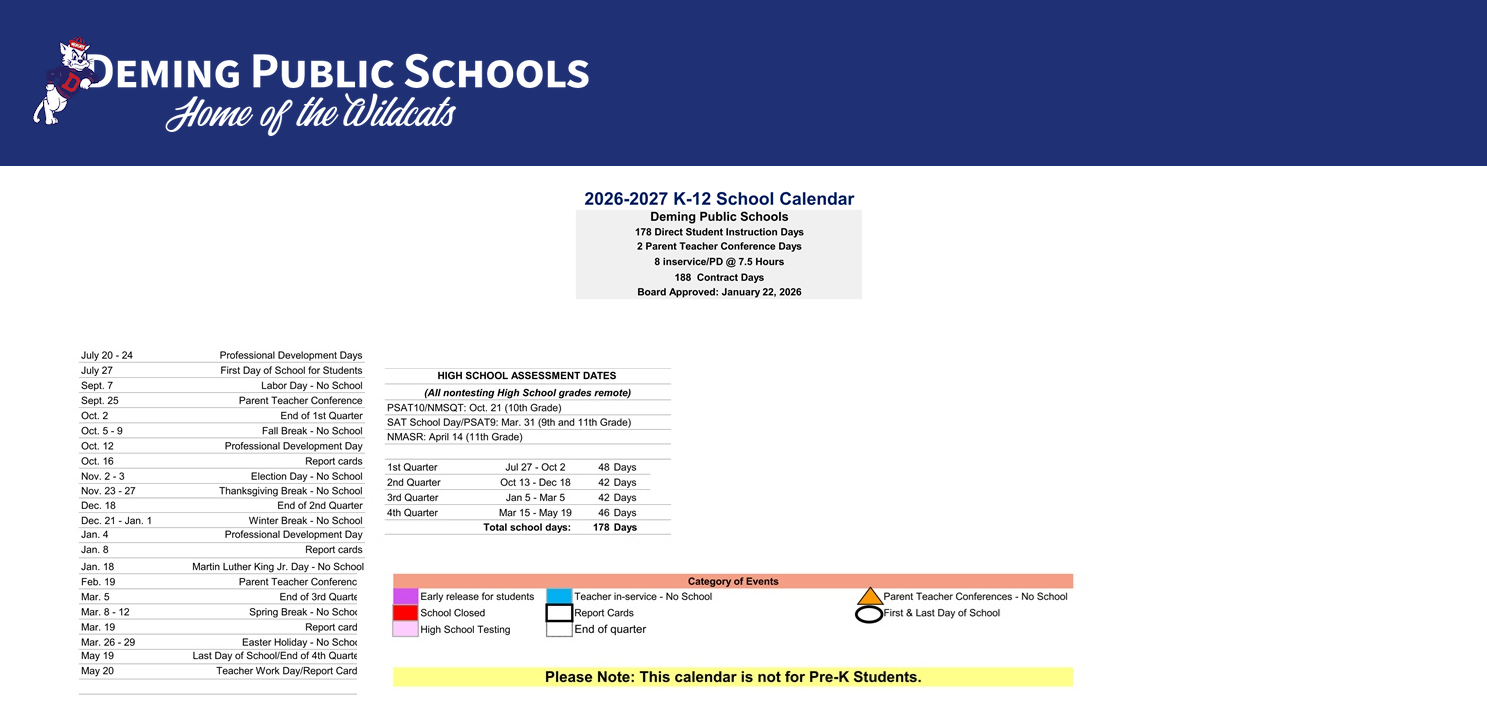District School Academic Calendar Key for Bell Elementary