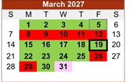 District School Academic Calendar for Bell Elementary for March 2027