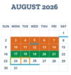 District School Academic Calendar for Connections Academy for August 2026
