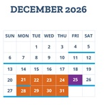 District School Academic Calendar for Connections Academy for December 2026