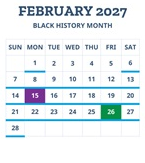 District School Academic Calendar for Connections Academy for February 2027