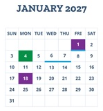 District School Academic Calendar for Connections Academy for January 2027