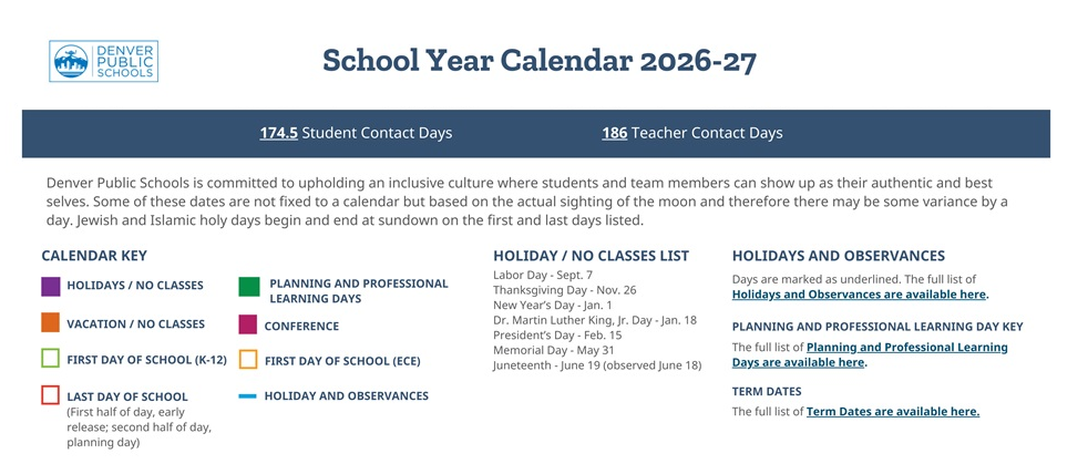 District School Academic Calendar Key for Connections Academy