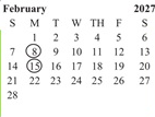 District School Academic Calendar for Horizon School for February 2027
