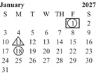 District School Academic Calendar for Horizon School for January 2027
