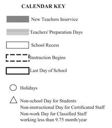 District School Academic Calendar Legend for Horizon School