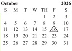 District School Academic Calendar for Horizon School for October 2026