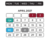 District School Academic Calendar for Glazer Elementary School for April 2027