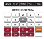 District School Academic Calendar for Glazer Elementary School for December 2026
