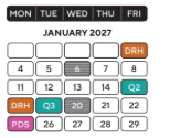 District School Academic Calendar for Glazer Elementary School for January 2027