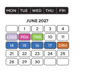 District School Academic Calendar for Glazer Elementary School for June 2027