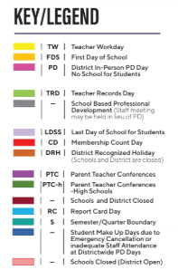 District School Academic Calendar Legend for Glazer Elementary School