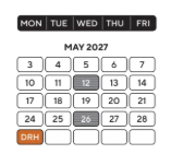 District School Academic Calendar for Glazer Elementary School for May 2027