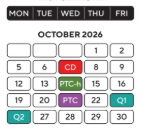 District School Academic Calendar for Glazer Elementary School for October 2026