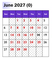 District School Academic Calendar for Dinuba Independent Study for June 2027