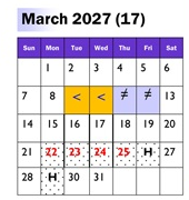 District School Academic Calendar for Dinuba Independent Study for March 2027