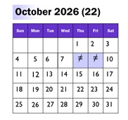 District School Academic Calendar for Dinuba Independent Study for October 2026