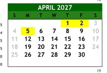 District School Academic Calendar for Gretchen Higgins Elementary for April 2027