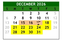 District School Academic Calendar for Gretchen Higgins Elementary for December 2026