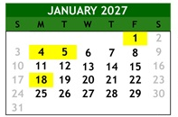District School Academic Calendar for Gretchen Higgins Elementary for January 2027