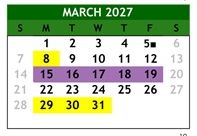 District School Academic Calendar for Gretchen Higgins Elementary for March 2027