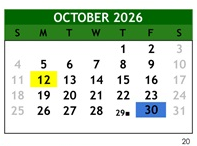 District School Academic Calendar for Gretchen Higgins Elementary for October 2026
